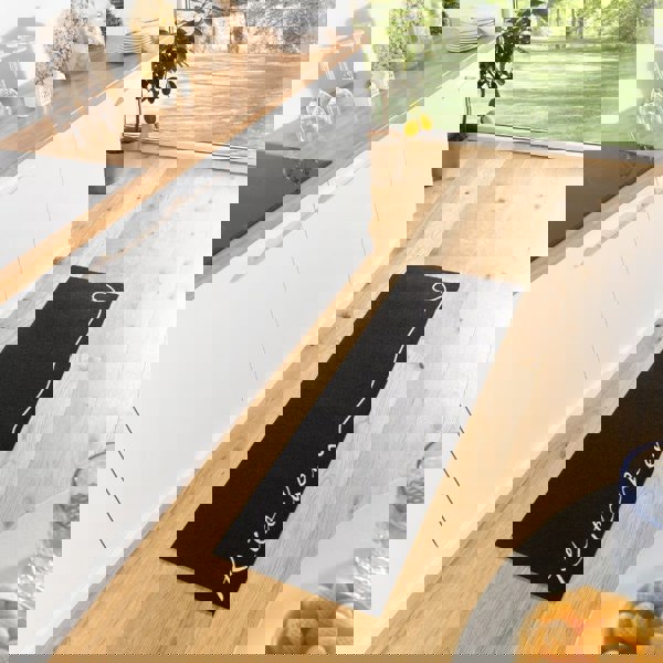 Washable Kitchen Runner – Black Colour 50x150 cm