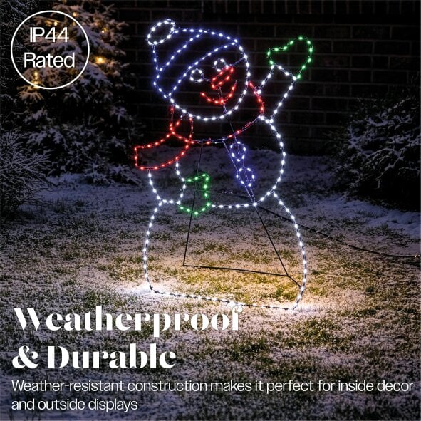 Scotts of Stow Xmas Haus  Multicolour Micro LED Metal Silhouette Snowman Outdoor with Timer
