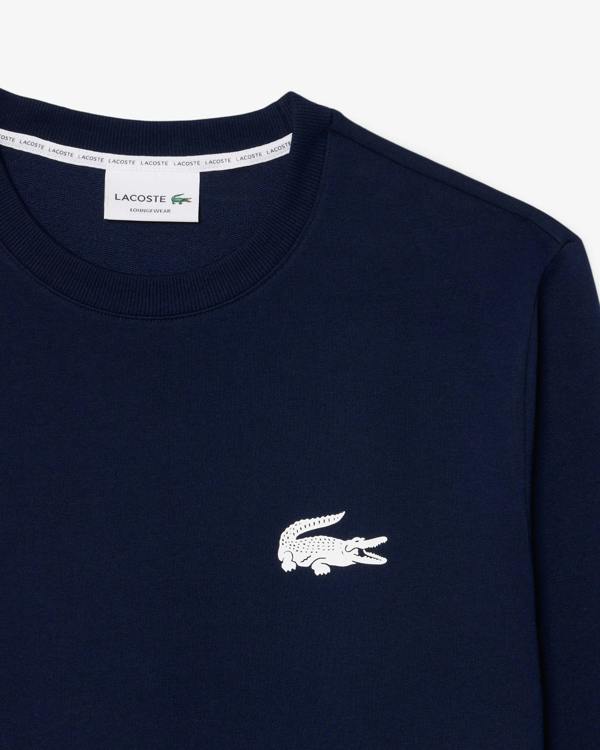 Lacoste Fleece Mens Lounge Hoodie - Navy Blue/White 525 | CHO | Designer Mens Hoodies