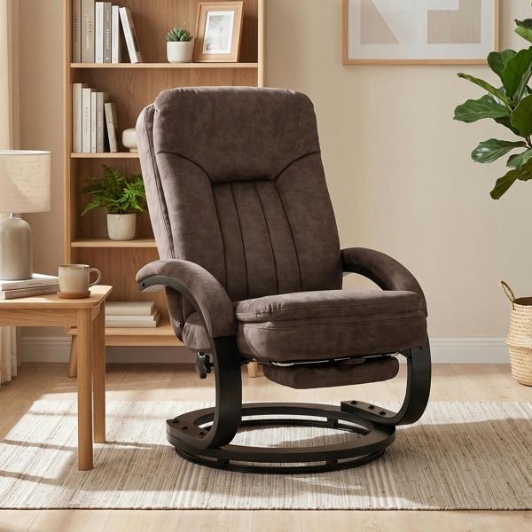 HOMCOM Swivel Recliner Chair, Velvet Manual Recliner Armchair