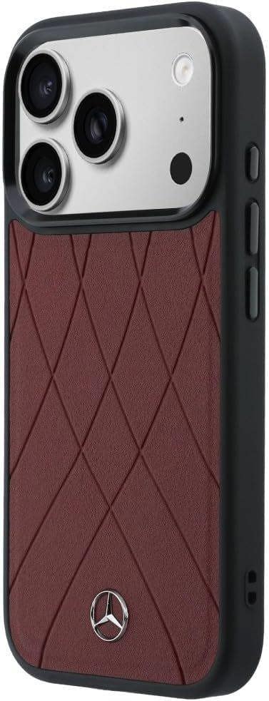 Mercedes Benz Crossed Lines Leather Case with MagSafe for iPhone 17 Pro Max 6.9" Red - MEHMP17X25PSECLR