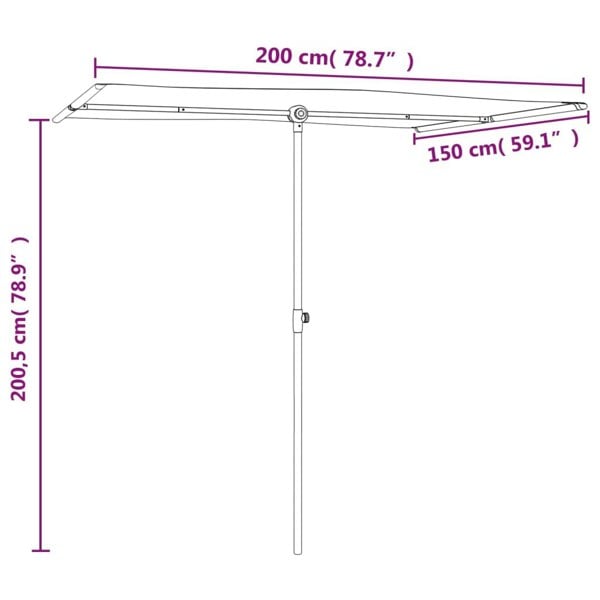 Berkfield Outdoor Parasol with Aluminium Pole 2x1.5 m Anthracite