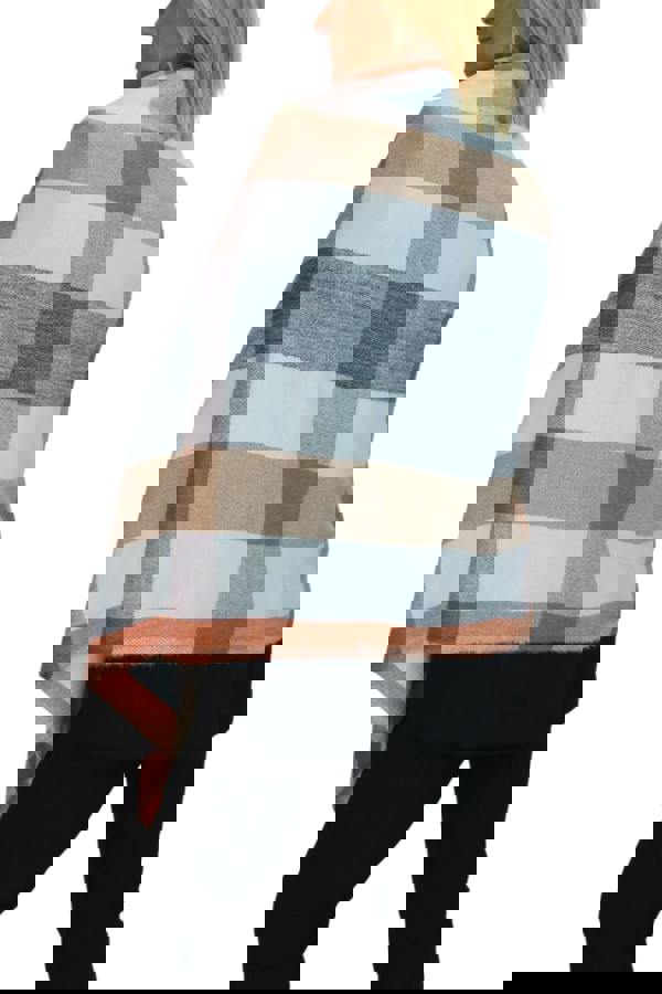 Paulo Due Wool Pashmina Shawl Oversized Plaid Wrap Scarf