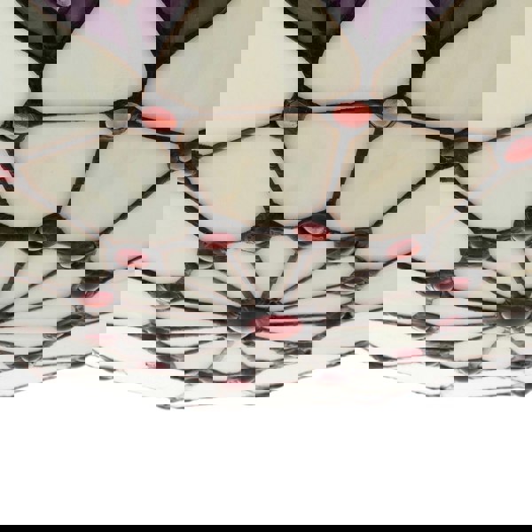 Purple and Amber Stained Glass Tiffany Pendant Shade with Red Beads Image 4