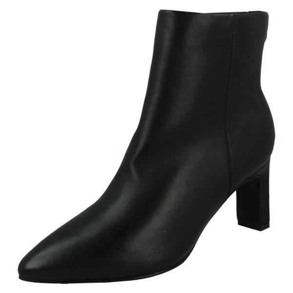 Spot On Ladies Spot On High Heel Leather Ankle Boots with Pointed Toe Inside Zip F51213