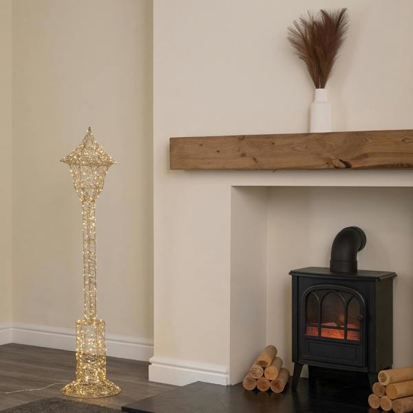 Samuel Alexander 1.2m Gold Elegance Twist Christmas Lamp Post Decoration with LEDs
