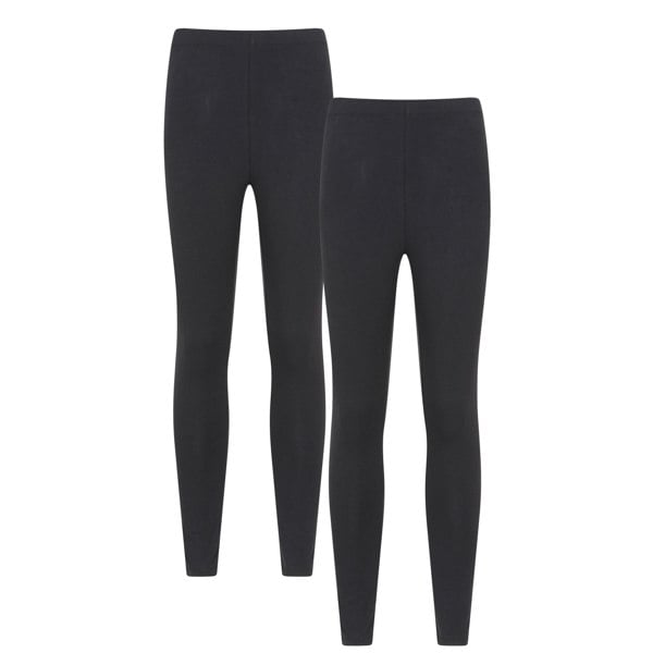 Mountain Warehouse Womens/Ladies Cotton Blend Midweight Leggings (Pack of 2) - Jet Black