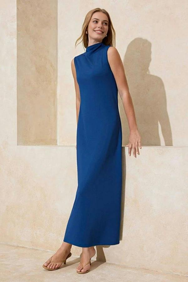 WOVCOR High Neck Sleeveless Knitted Lined Undershirt Dress