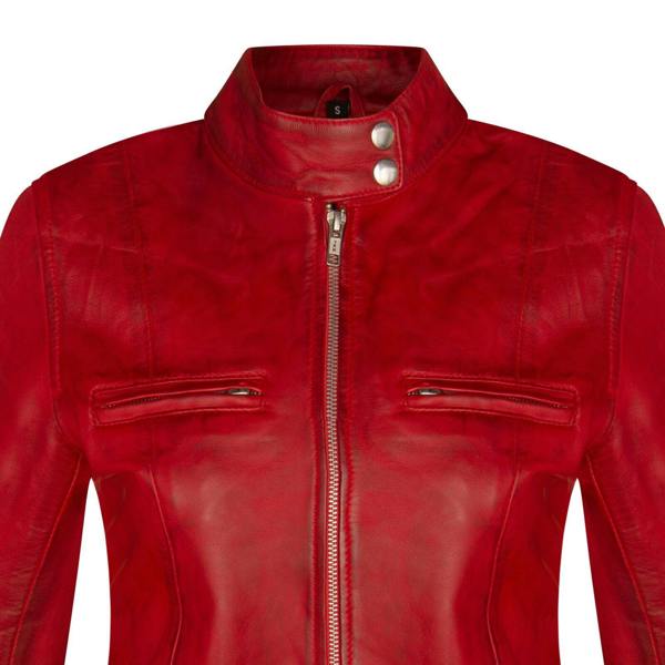 Infinity Leather Womens Plain Leather Moto Biker Jacket-Braga