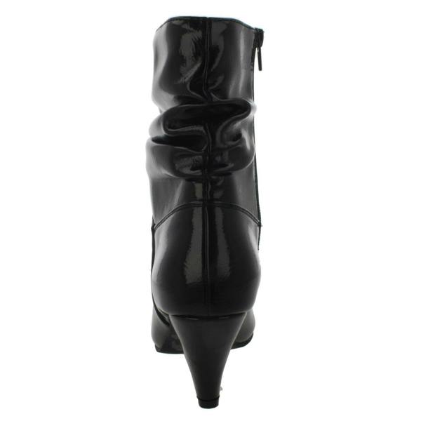 Spot On Ladies Spot On Mid Heel Rouched Ankle Boots F50897