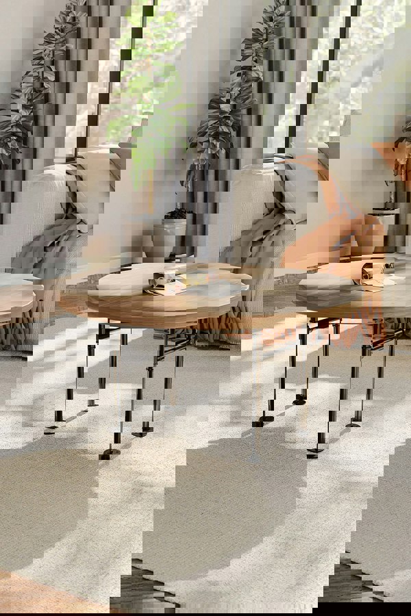 Living and Home 40cm/15.75 inch 2Pcs Black H-shaped Metal Table Legs Furniture Replacement Legs for Coffee Table