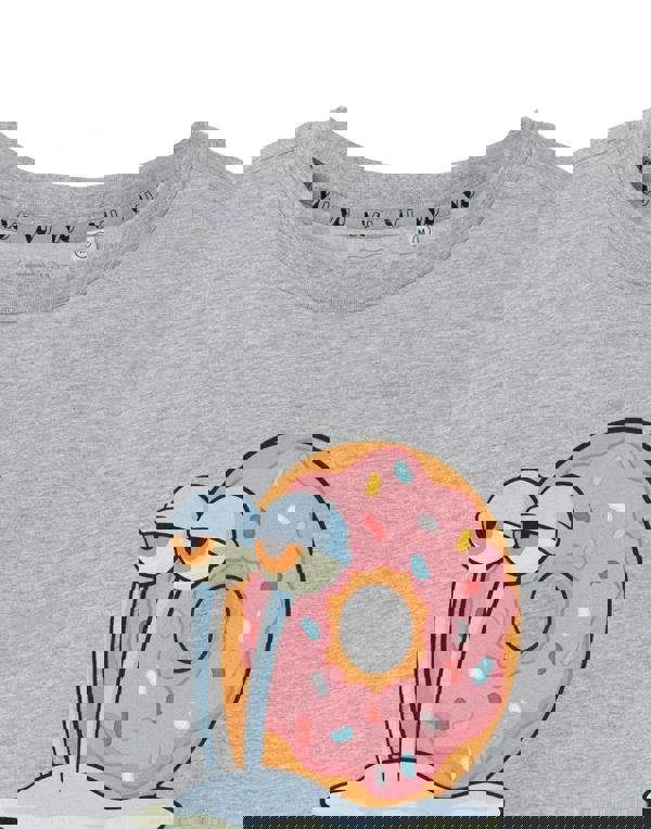SpongeBob SquarePants Womens Grey Donut Worry Short Sleeved T-Shirt