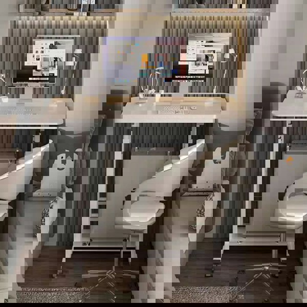 Living and Home 2-tier Height Adjustable Mobile Table Overbed Desk with Shelves Wheels