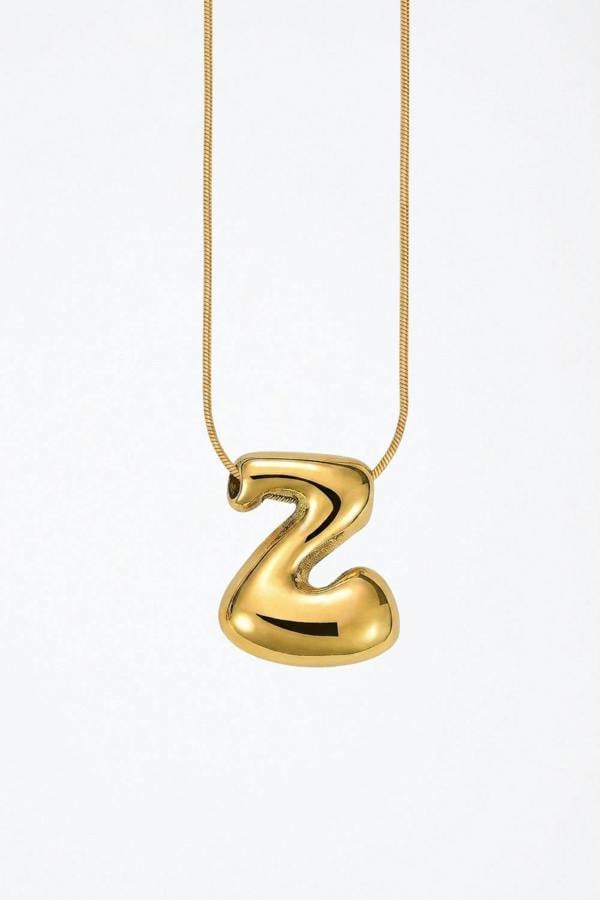 Serla Bubble Initial Gold Plated Necklace Letter Z