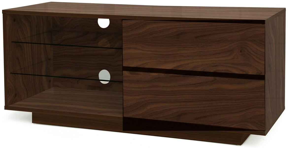 Centurion Supports Gallus Premium Walnut with 2-Walnut Drawers and 3-Shelves 32"-55" LED/OLED/LCD TV Cabinet