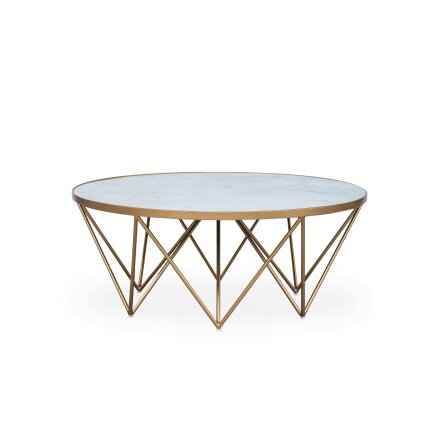 Wyld Haus Livorno White Marble Effect Glass and Gold Coffee Table