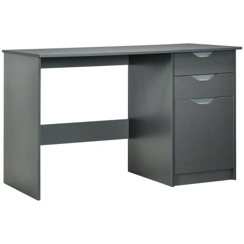 Wyld Haus Sareco 120cm High Gloss Grey Home Office Desk With Drawers And Storage Cabinet