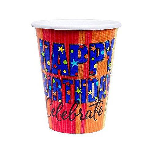 Amscan Happy Birthday Celebrate 8 x 266ml Party Paper Cups