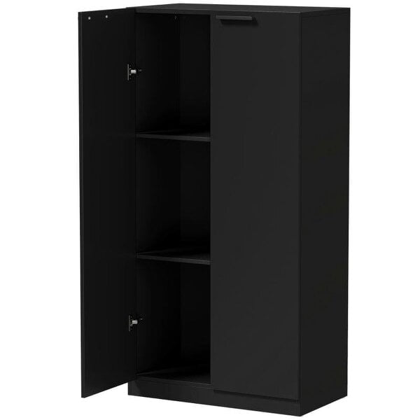 120 cm Tall Storage Cabinet Cupboard, 3-Tier File Organiser Wooden Filing Cabinet, Black