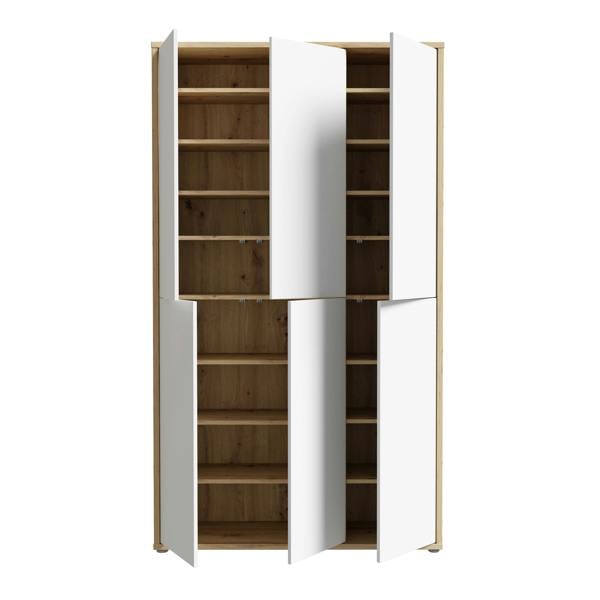 Furniture To Go Alice Springs Shoe cabinet with 6 Doors Push-to-Open in Artisan Oak and Light Grey Doors