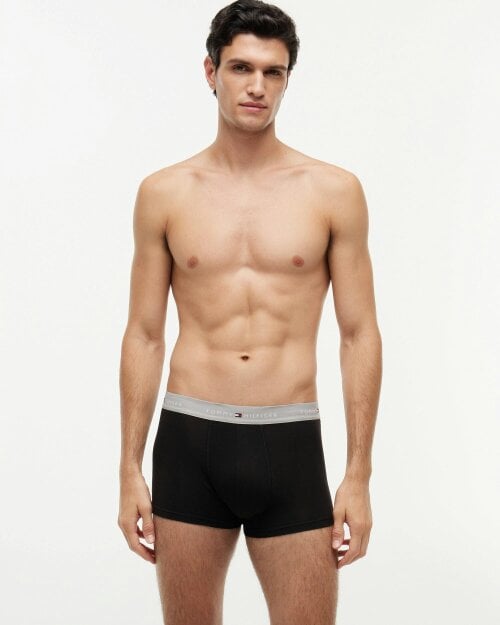 Tommy Hilfiger 3-Pack Logo Waistband Mens Trunks - Grey Heather/Black/White
