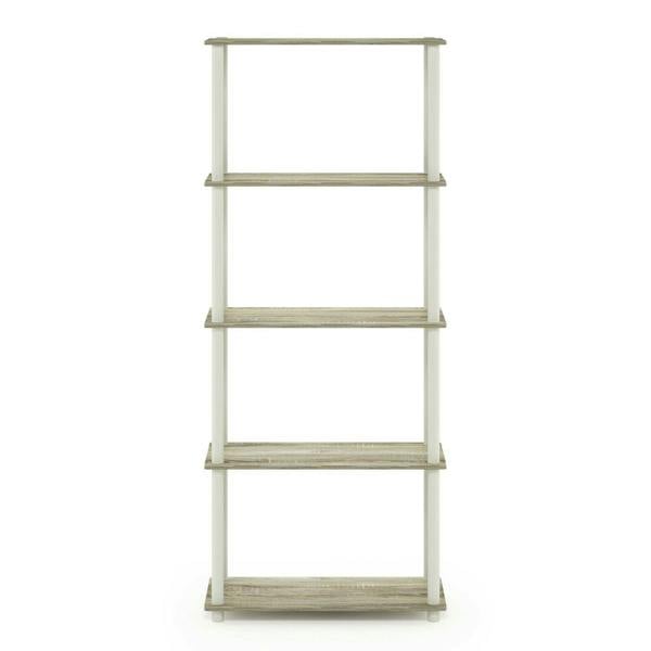 WALPLUS Turn-N-Tube 5-Tier Multipurpose Shelf Display Rack, Sonoma Oak/White perfect for organized storage and display