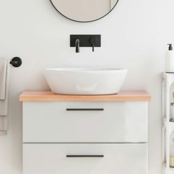 Berkfield Bathroom Countertop Light Brown 80x40x4 cm Treated Solid Wood