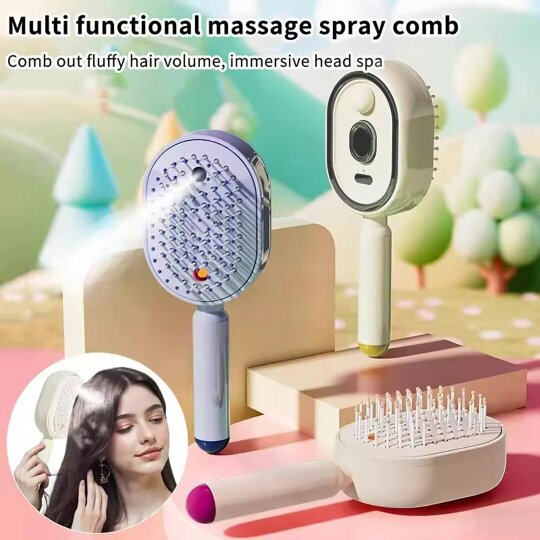 Havendro Electric Spray Air Cushion Massage Comb,Self-Cleaning Anti-Tangle Electric Brush