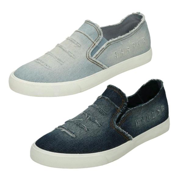 Spot On Ladies Spot On Distressed Denim Slip On Pumps