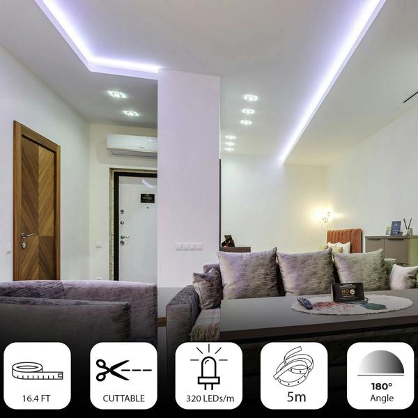 ENER-J 5m LED COB Strip 480L/M 24V, 6000K with RF Dimmer and 25W Plug & Play Power Supply