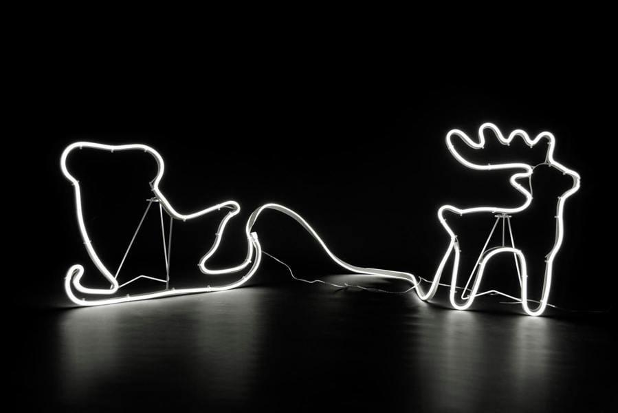 Reindeer with Sleigh Neon Effect Rope Light Silhouette 90 Cool White LEDs image 7