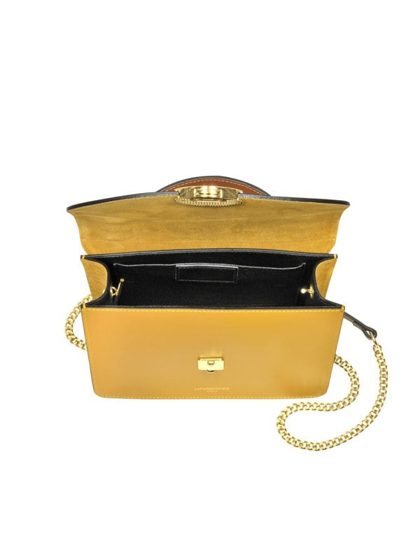 Le Parmentier New Ondina Color Block Flap Top Satchel Bag - Caramel / Saffron