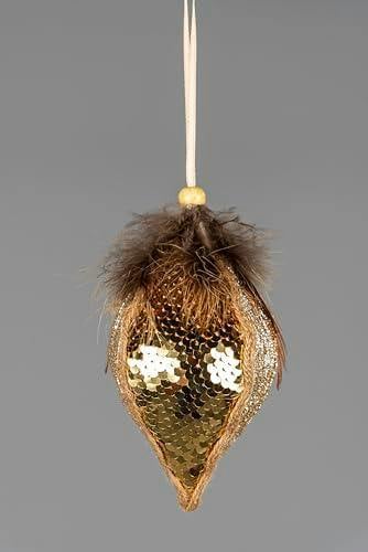 14cm Gold Sequin Teardrop Bauble Set of 3 Christmas Hanging Decorations image 3