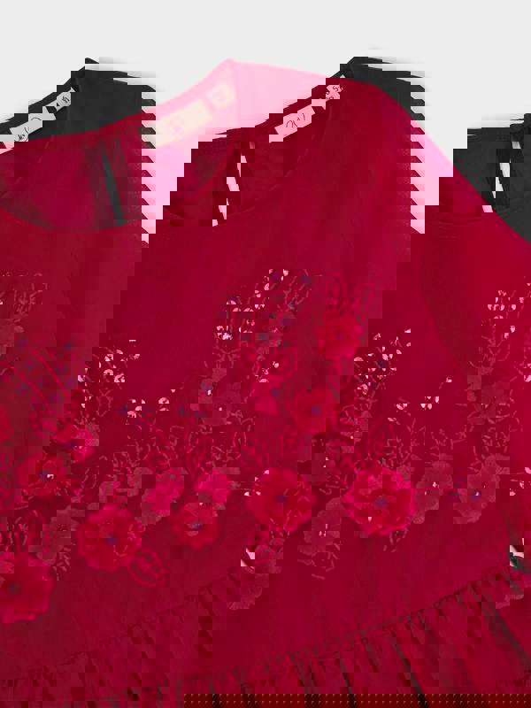 GWD Flora Red Applique Flower Dress