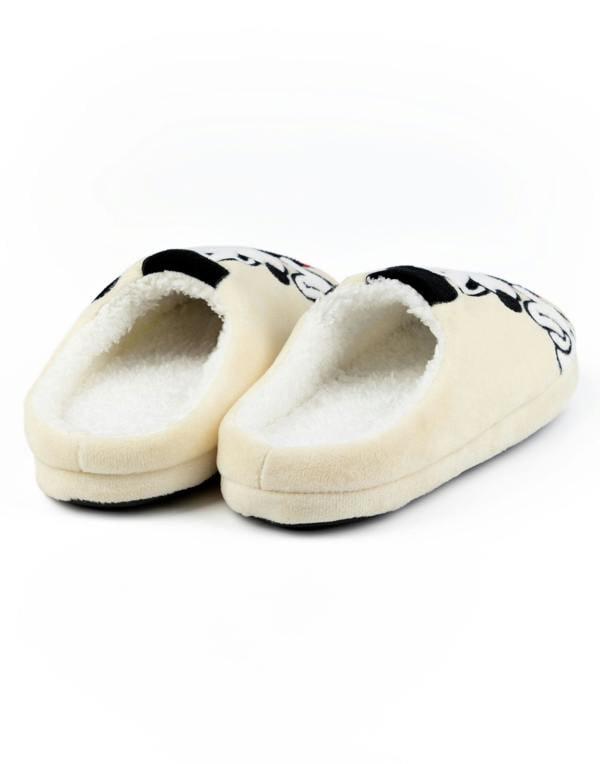 Disney Mickey Mouse Womens Beige Smiling Mule Slippers