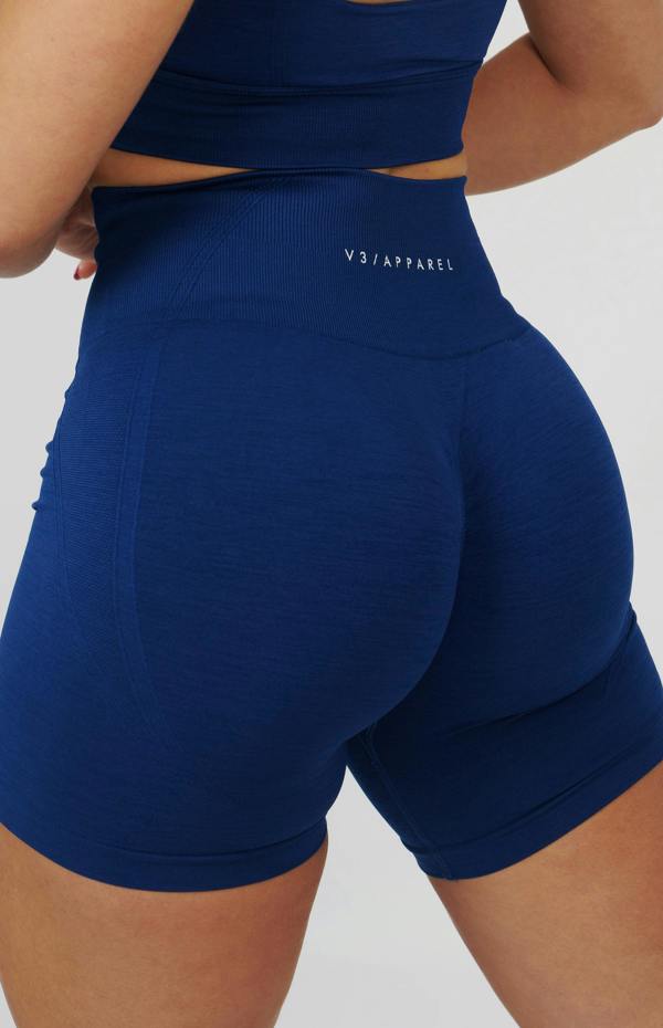 V3 Apparel Tempo Seamless Scrunch Shorts & Multi-Way Sports Bra Set - Midnight Blue