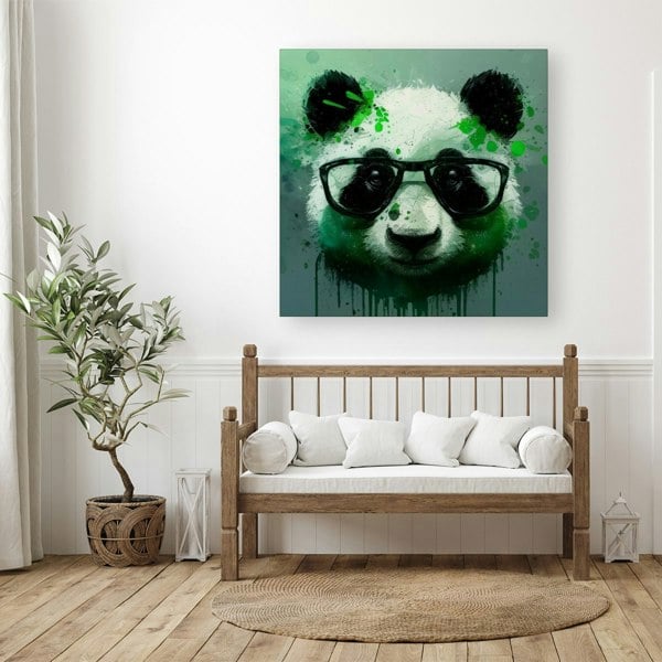 Warren Reed Panda With Glasses, Green Splashart Canvas