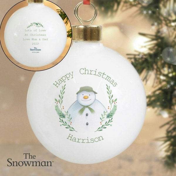 Personalised Memento Company Personalised The Snowman Winter Garden Bauble
