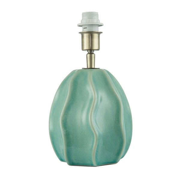 Duck Egg Gloss Ripple Ceramic Table Lamp Base with Crackle Design Image 1