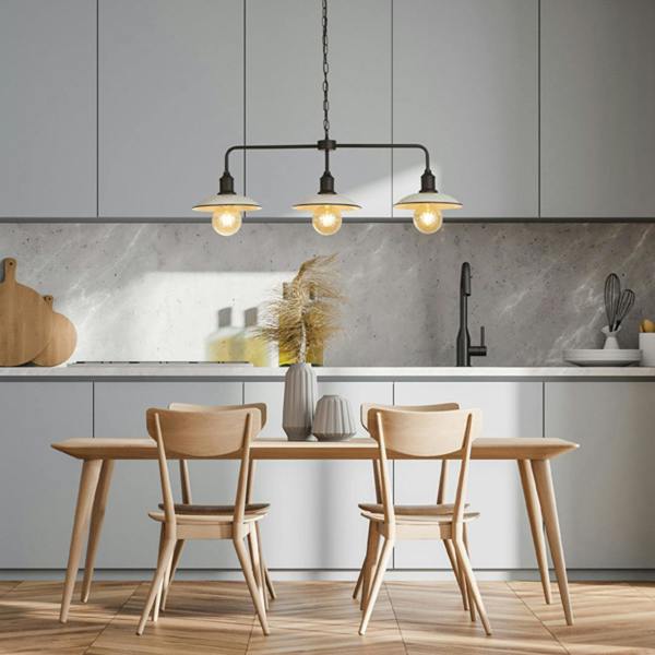 Pagazzi Lighting Kestle 3 Light White Diner Ceiling Pendant Bar