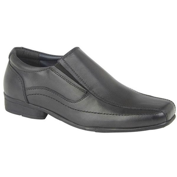 Roamers Childrens/Boys Leather Twin Gusset School Shoes - Black