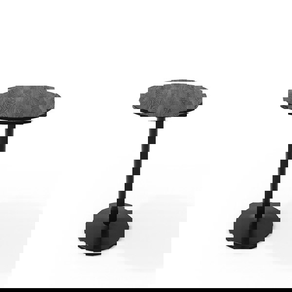 Living and Home Black Round Coffee Table with Metal Base