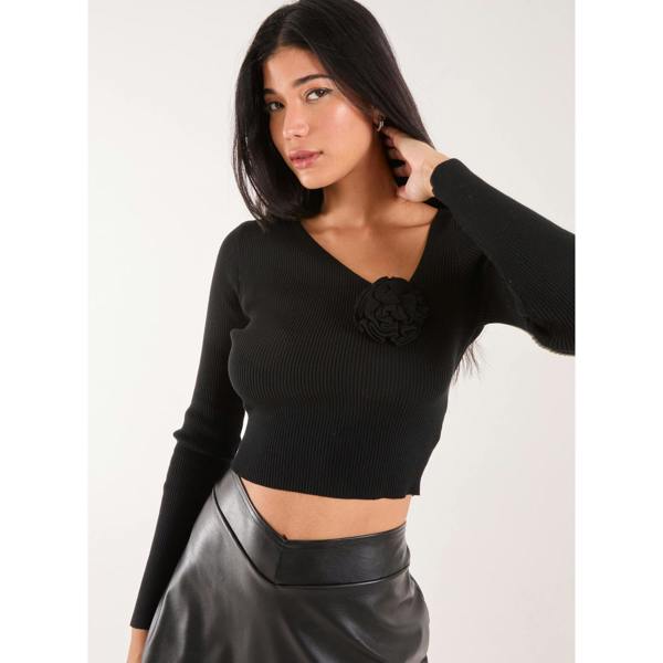 Pink Vanilla Corsage Knit Long Sleeve Top