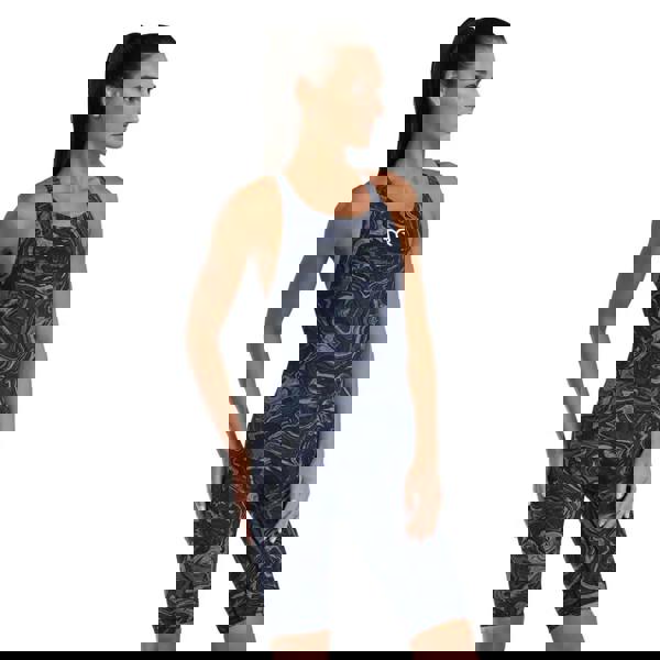 Tyr Thresher Hyperblitz Open womens black gray wave swimsuit