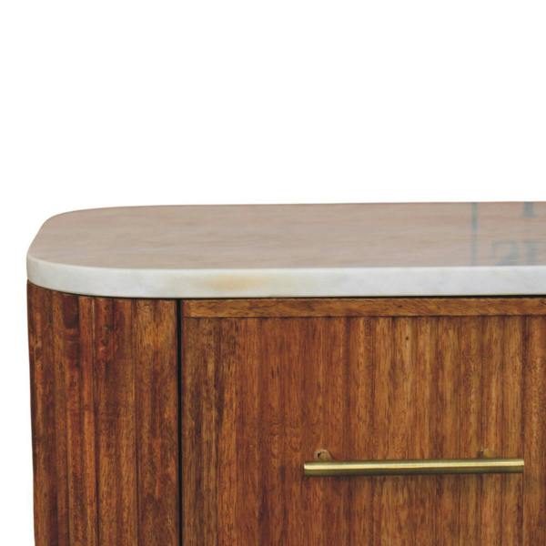 Artisan Furniture Solid Wood Aurora Marble Bedside, 2 Drawers, Beige