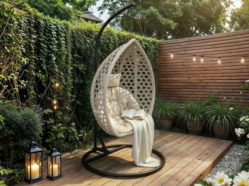 Lola Garden Swing Chair Grey Rattan