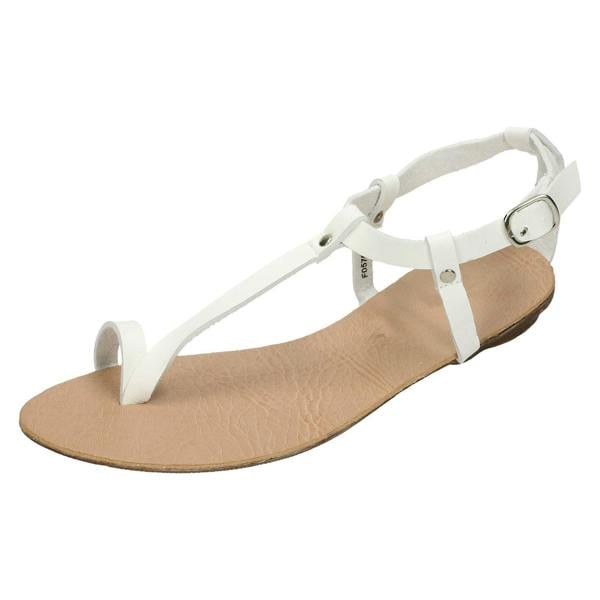Spot On Ladies Spot On Flat Toeloop Sandal Ankle Strap