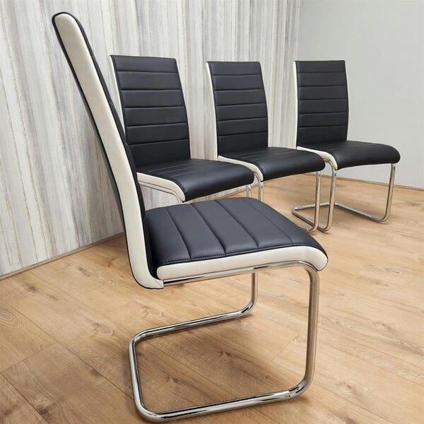 Kosy Koala Dining Chairs Set of 4 Black Faux Leather Kitchen Chairs Dining Room Furniture