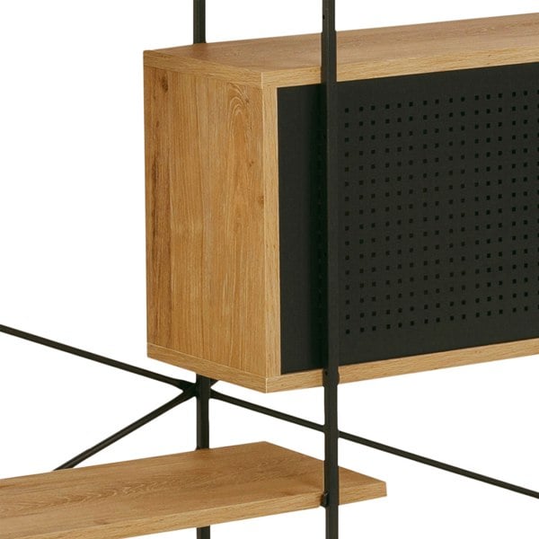 Furniture To Go Angus Bookcase with 1 Sliding Door & 5 Shelves in Oak & Black