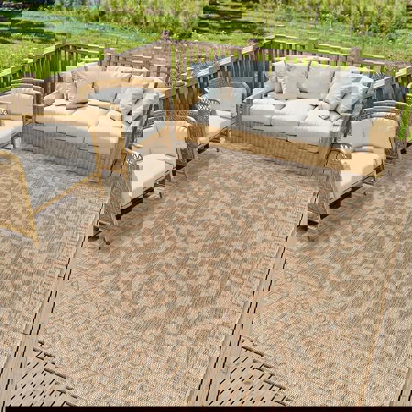 Livabliss Tuareg-Global Beige Ivory Graphic In- & Outdoor Jute-Look Rug